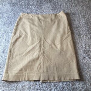 Talbots Skirt Women's Size 8 Tan, Cotton Blend, With Split, Lining Pencil Skirt